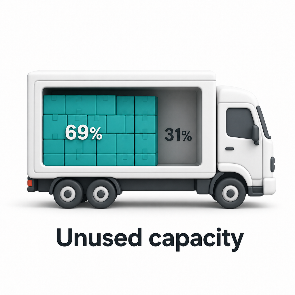 Truck cross-section showing utilized and unused capacity